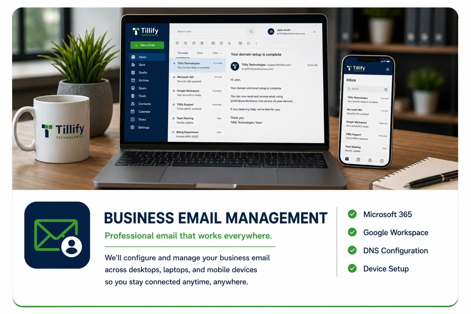 business email management services page