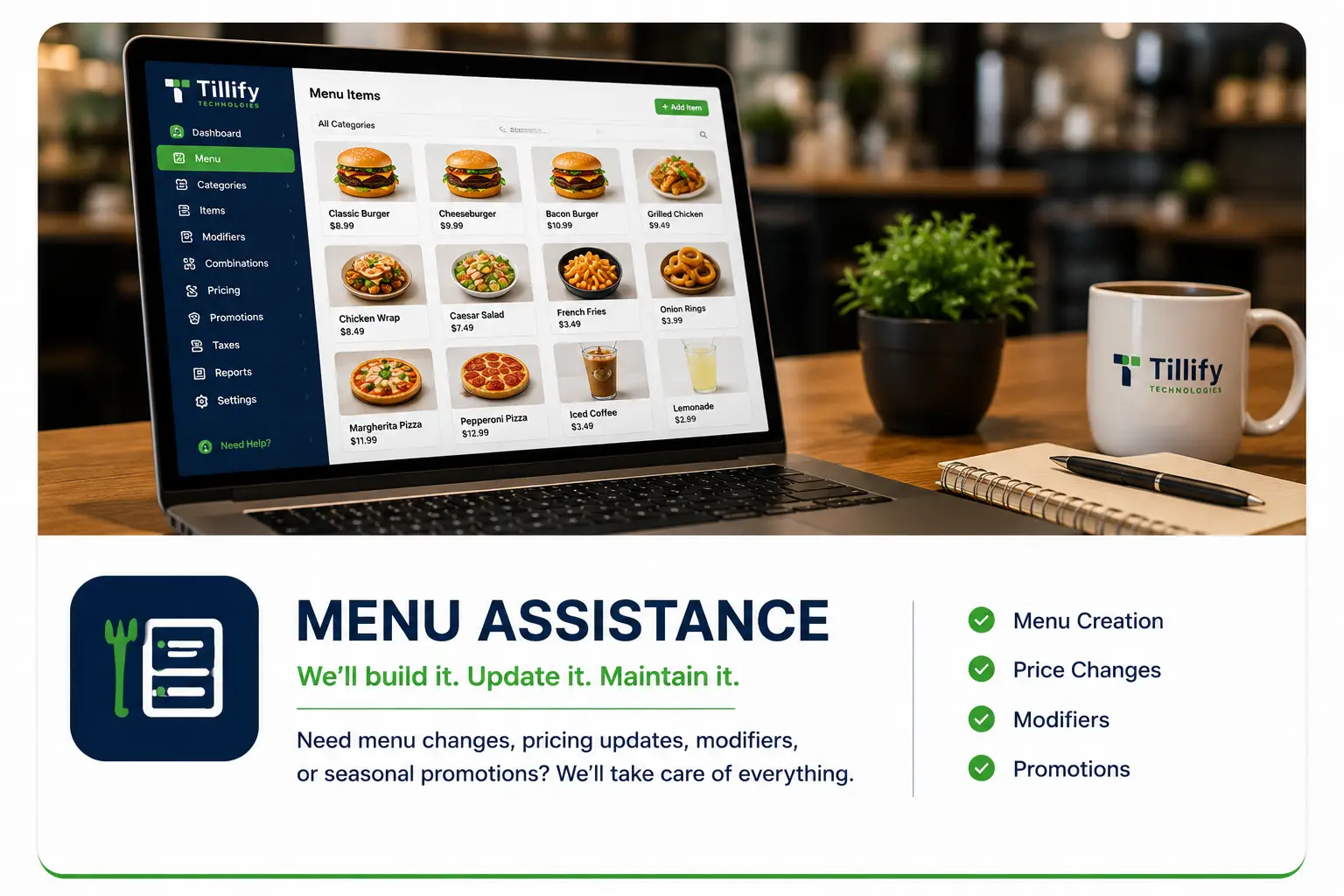 menu assistance services page